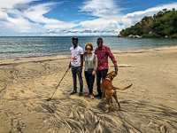Susan's Story, Susan, Ray, and Happy at the Makuzi Beach Resort