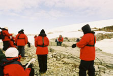 Susan's Story, us having a medical lecture on Antarctica