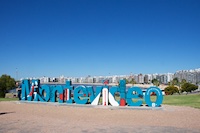 Photo from Susan's Story, the famous letters spelling Montevideo on the beach