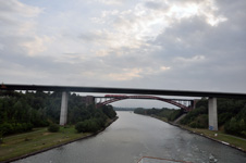 Photo from Susan's Story, the Kiel Canal coming up to a bridge