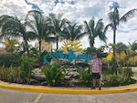 Photo from Susan's Story, Hugh in front of a sign at Costa Maya