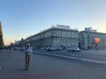Photo from Susan's Story, Europe 2018, Hugh walking along a wide beautiful street in Minsk, Belarus