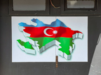 Photo from Susan's Story, An outline of Azerbaijan in the flag colors