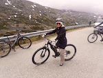 Photo from Susan's Story, Susan on her downhill ride from Canada to Skagway