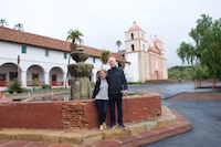 Photo from Susan's Story, Hugh & I in front of the Santa Barbara Mission
