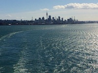 Susan's Story, View from the stern of Insignia as we sail from Auckland
