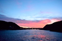 Susan's Story, A view from the MS Rotterdam as she sails out of St John's Newfoundland at dusk!